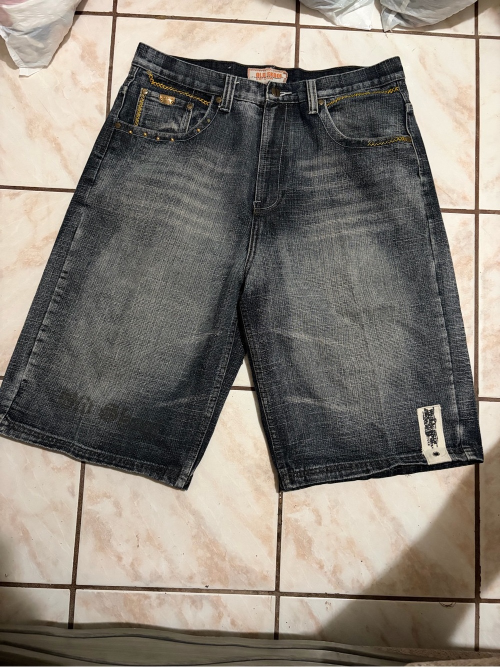 Vintage Y2K Old Skool Jeans Co. Baggy Denim Shorts Jorts Size 36 Dark Wash